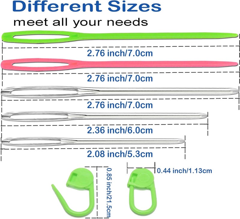 Orrdice 26 Pcs Sewing Knitting Kits, 9 Pcs Large-Eye Blunt Yarn Needles, 4 Pcs Plastic Weaving Needles,12 Pcs Colorful Knitting Crochet Locking Counter Stitch Needle, Suitable for Crochet Project - Image 2